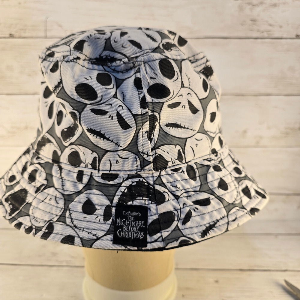 Disney Nightmare Before Christmas Jack Skellington Bucket Hat Black White Grey